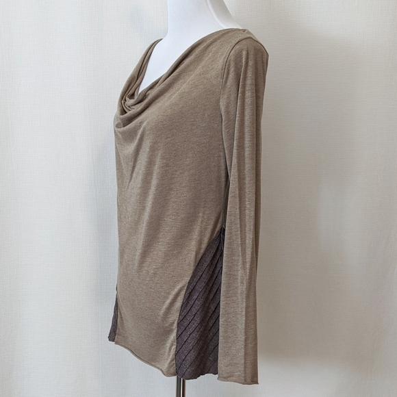 Mystree Taupe Long Sleeve Cowl Neck Women's Top - Picture 3 of 7